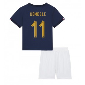 Francja Ousmane Dembele #11 Koszulka Podstawowych Dziecięca MŚ 2022 Krótki Rękaw (+ Krótkie spodenki)